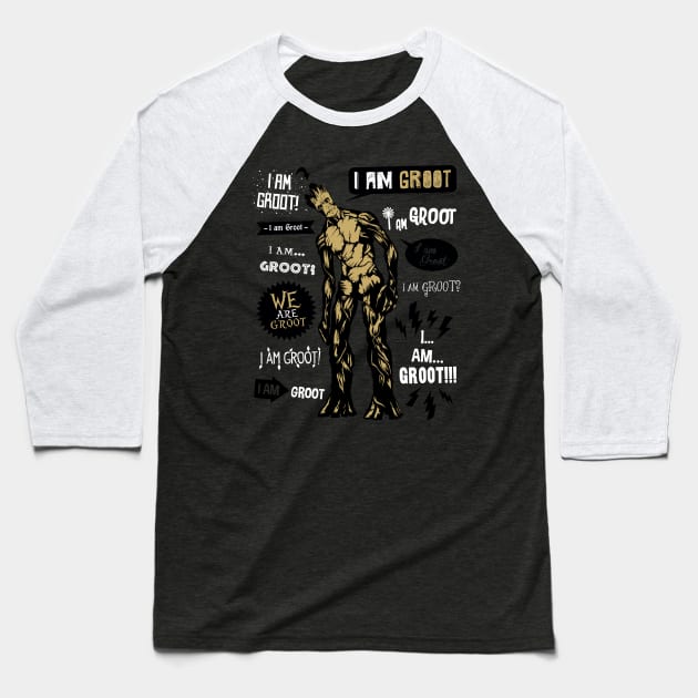 Groot Famous Quotes Baseball T-Shirt by Olipop